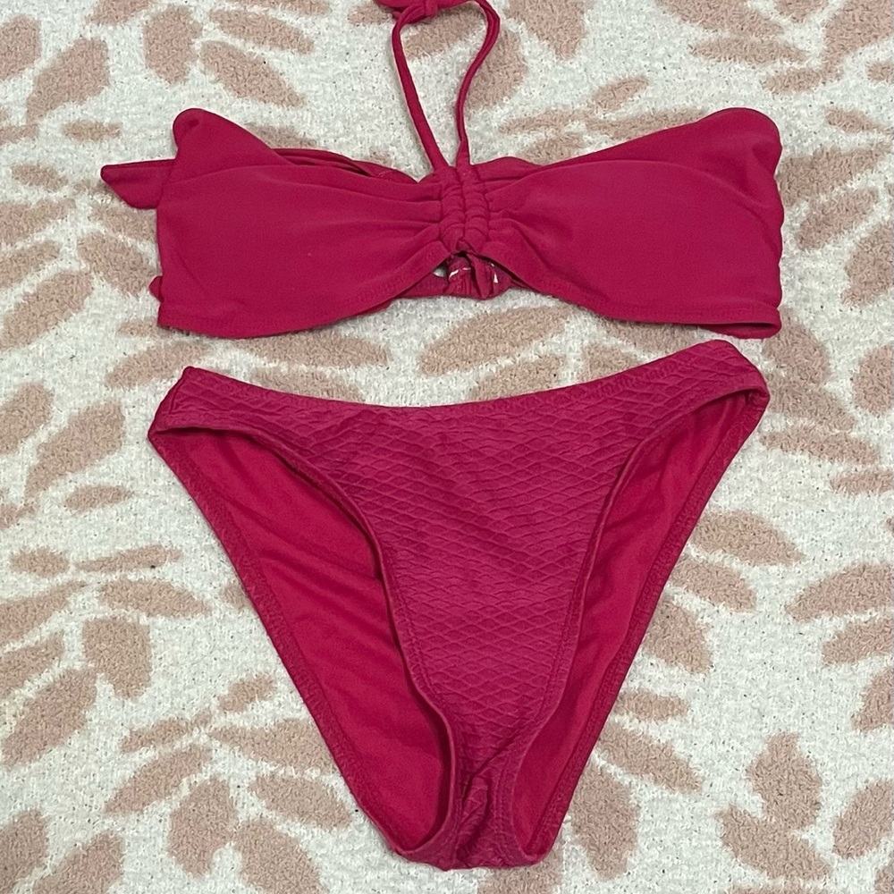 Xhilaration Pink Textured Bikini Set